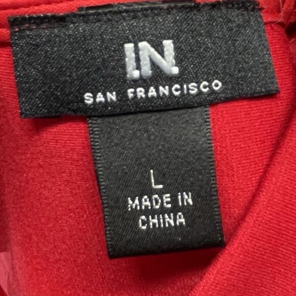 I.N. San Francisco Red Mini Dress High Neck Sleeveless Scalloped Edges Women’s L - Picture 11 of 13